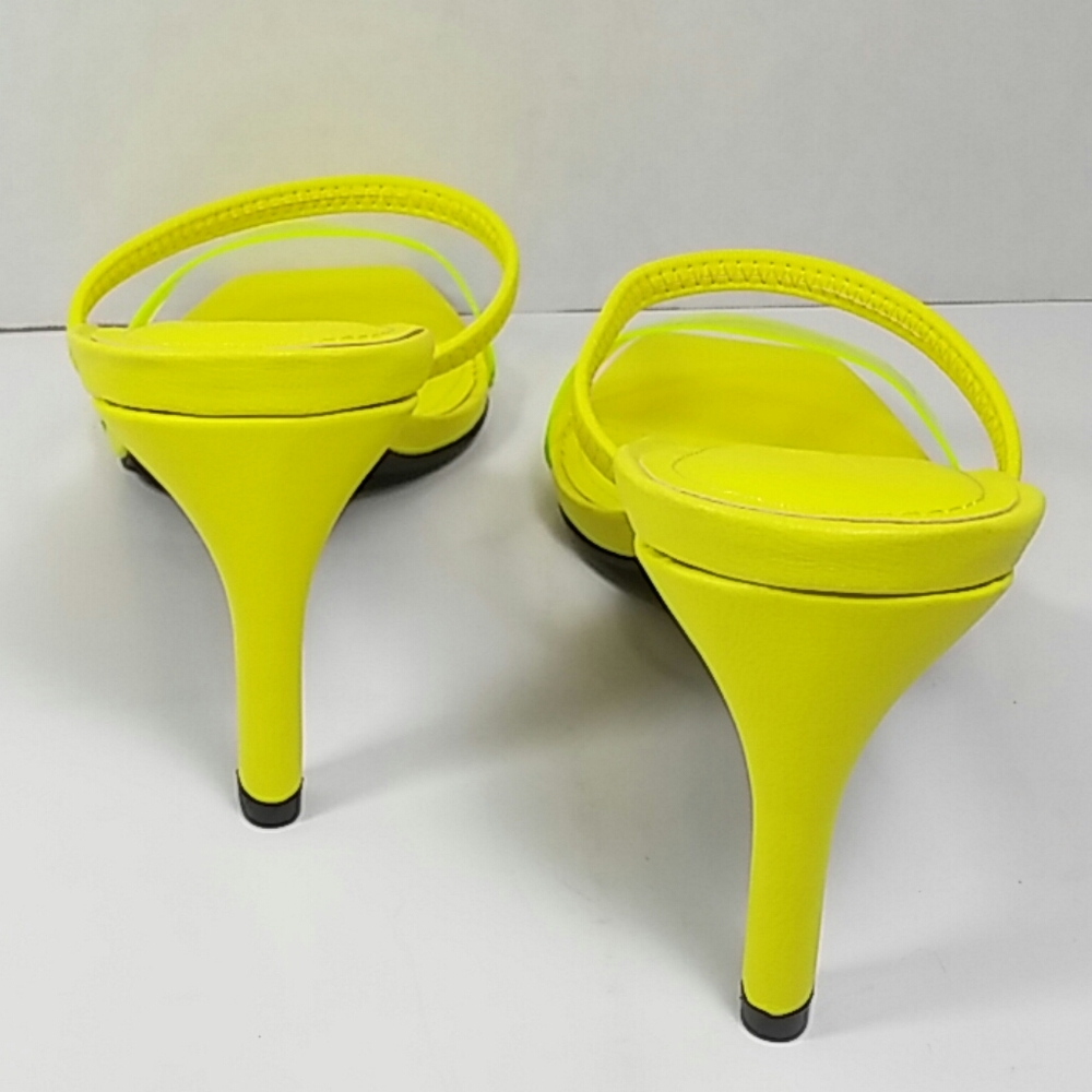 🆕Neon Yellow Slip On Double Band Vamp Mule Heel🆕 - Picture 4 of 7
